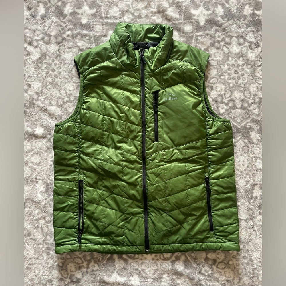 L.L. Bean PrimaLoft Packaway Metallic Green Vest Men's Size Large